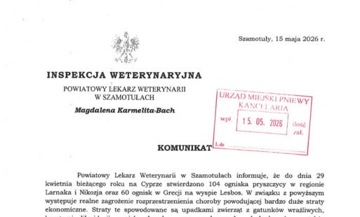 Komunikat Powiatowego Lekarza Weterynarii w sprawie wystąpienia ognisk pryszczycy
