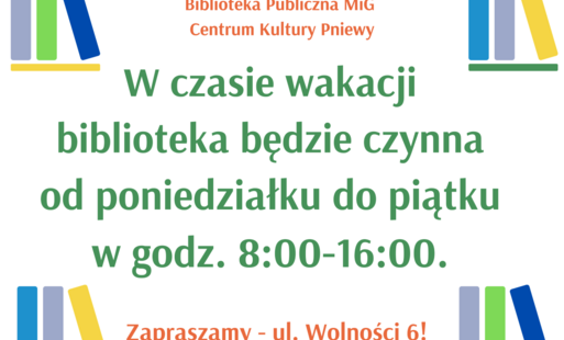 Godziny otwarcia biblioteki w wakacje