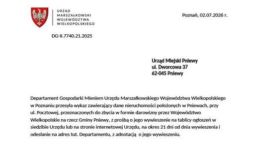 Wykaz nieruchomości w Pniewach
