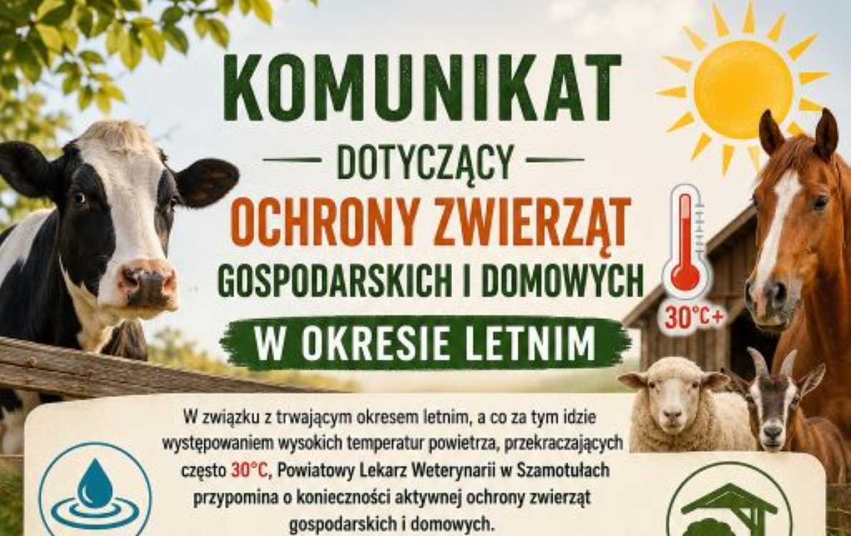 Komunikat dotyczący ochrony zwierząt gospodarskich i domowych w okresie letnim