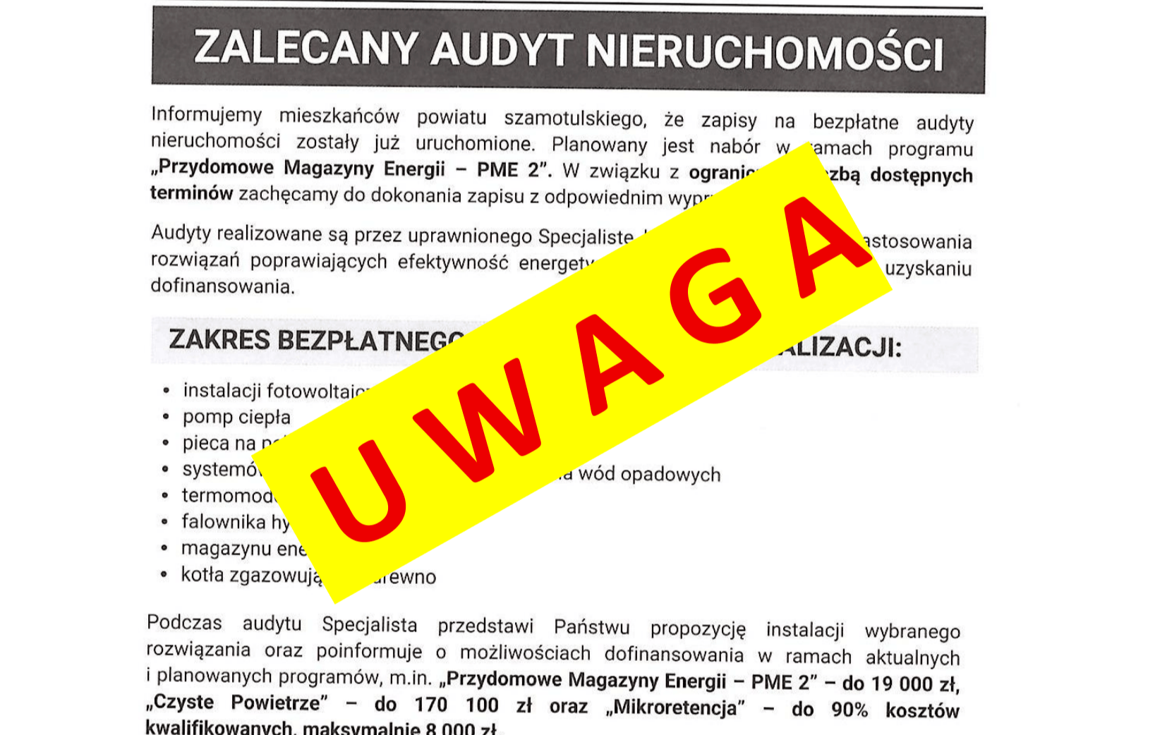 ULOTKI DOTYCZACE AUDYTÓW ENERGETYCZNYCH