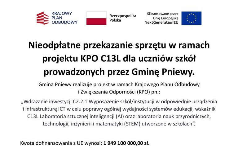 Kolejny sprzęt dla szkół z KPO – Laboratoria sztucznej inteligencji Al